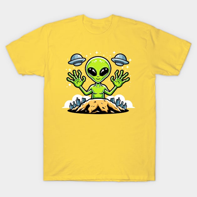 Alien Say Hello T-Shirt by Arief Uchiha